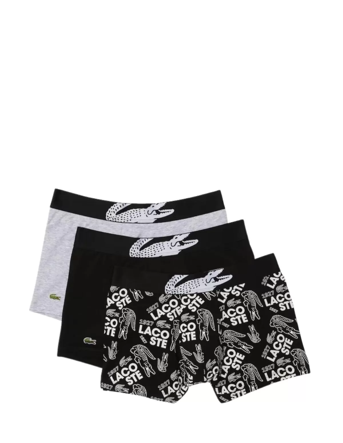 Lacoste Underwear Homme<Lot de 3 caleçons Ref55633Blanc / Noir / Gris Chiné Multicolore