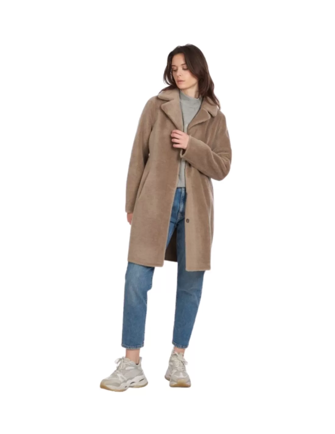 Shop Manteau reversible en laine Venus Ref 54144 Taupe Femme Veste Peaux Lainées Femme