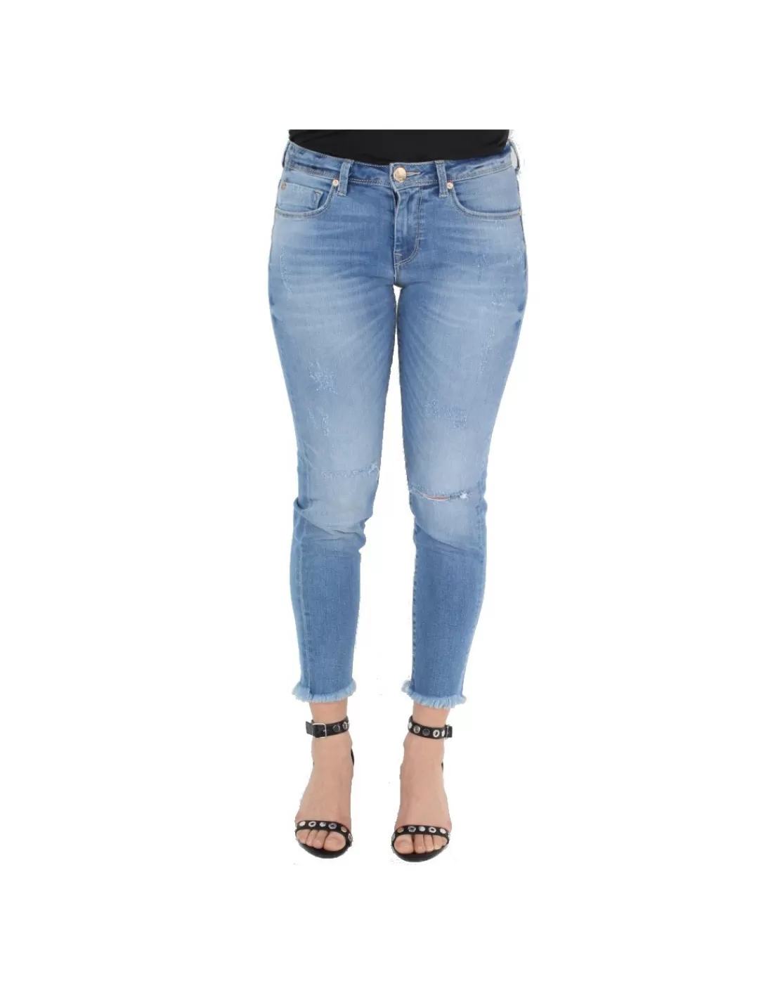 Outlet Pantalon en jean ref_sof43072- clair Femme Pantalon - Short Cuir Femme