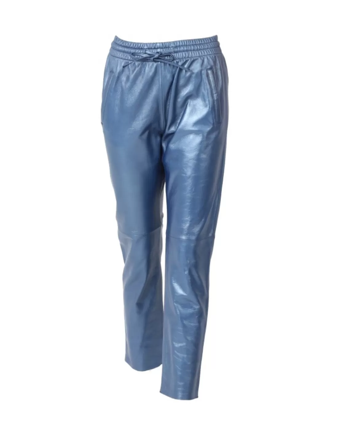 Fashion Pantalon jogpant en cuir Gift Metal Ref 60959 Cobalt Femme Pantalon - Short Cuir Femme