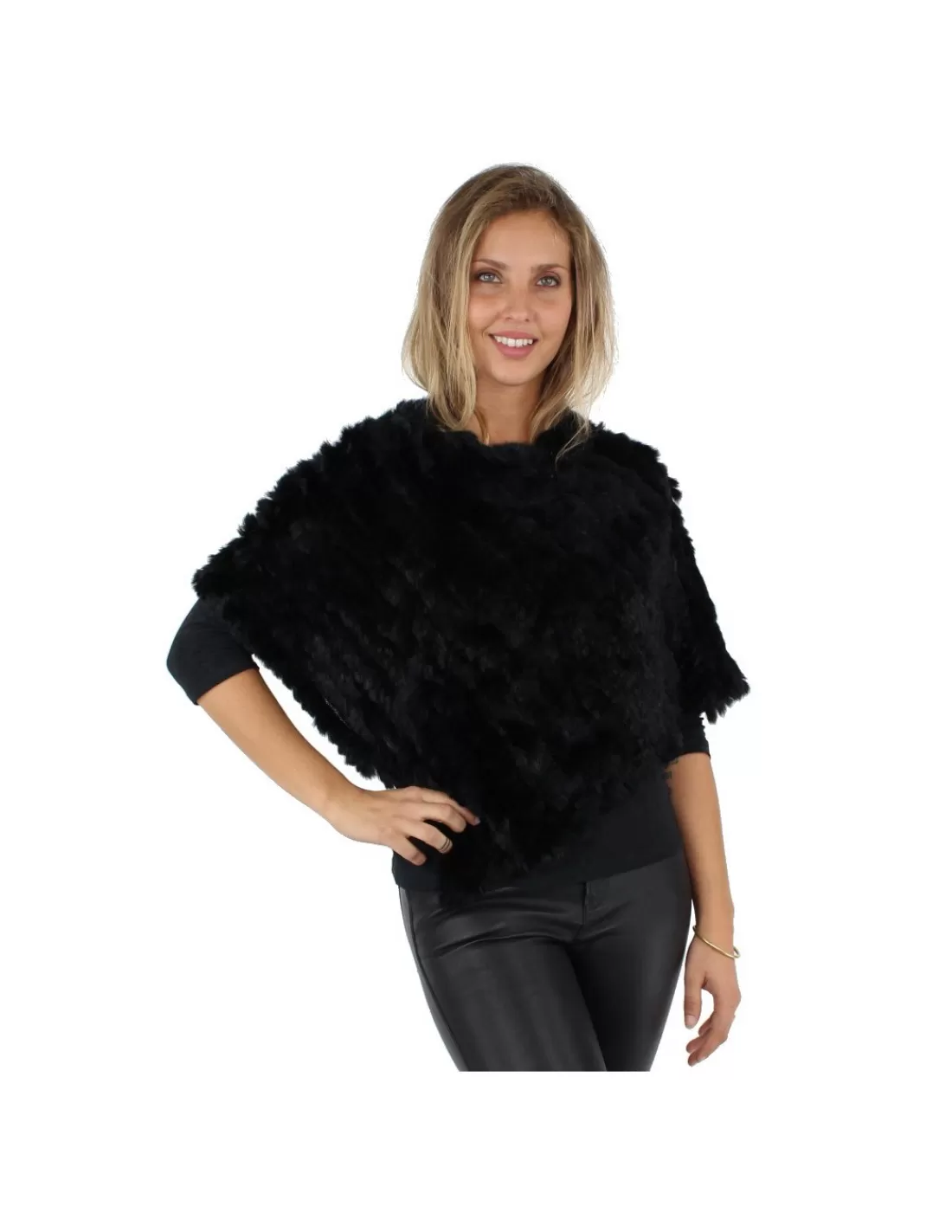 Cheap Poncho Davos en fourrure ref_cco29059- Femme Gilet Et Poncho Fourrure