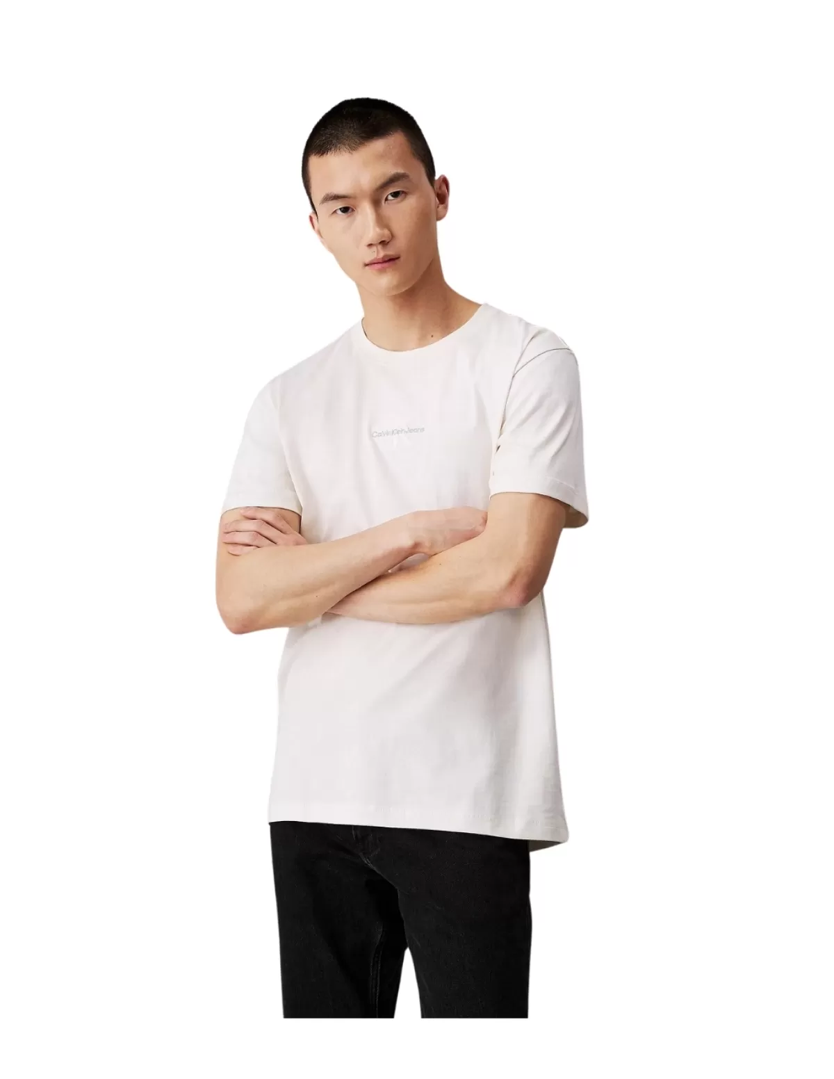 Calvin Klein Jeans Tee-shirt - Polo Homme<T shirt Ref 63685 Ivoire Blanc