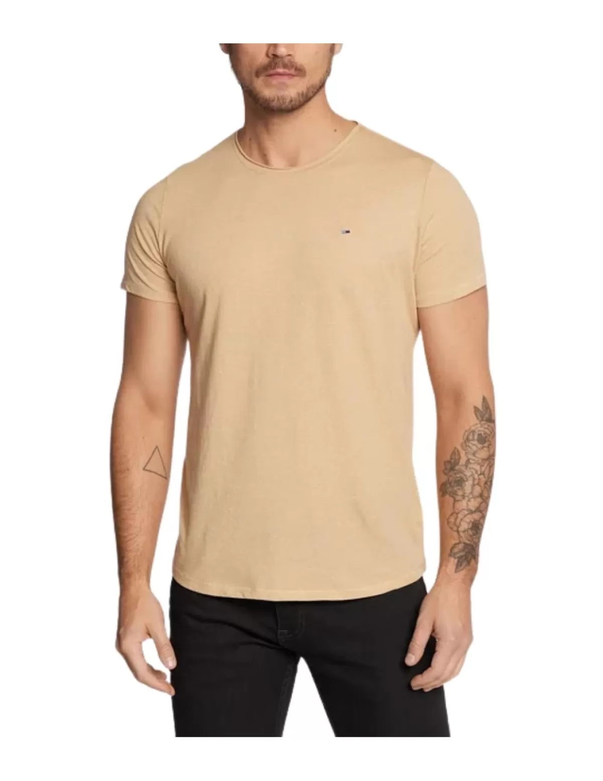 Tommy Hilfiger Tee-shirt - Polo Homme<T Shirt chine Tommy Jeans Ref 58076 AB4 Beige