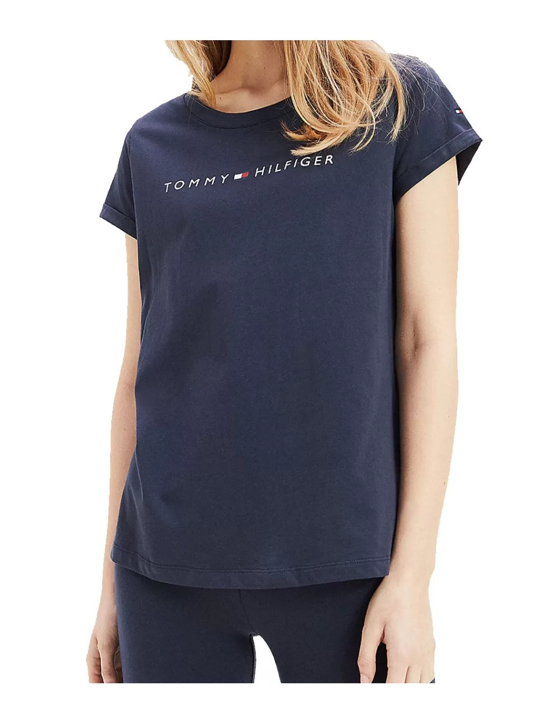 Discount T-shirt femme Tommy Jeans ref_49325 Marine Femme Tshirts - Polos - Débardeurs Femme