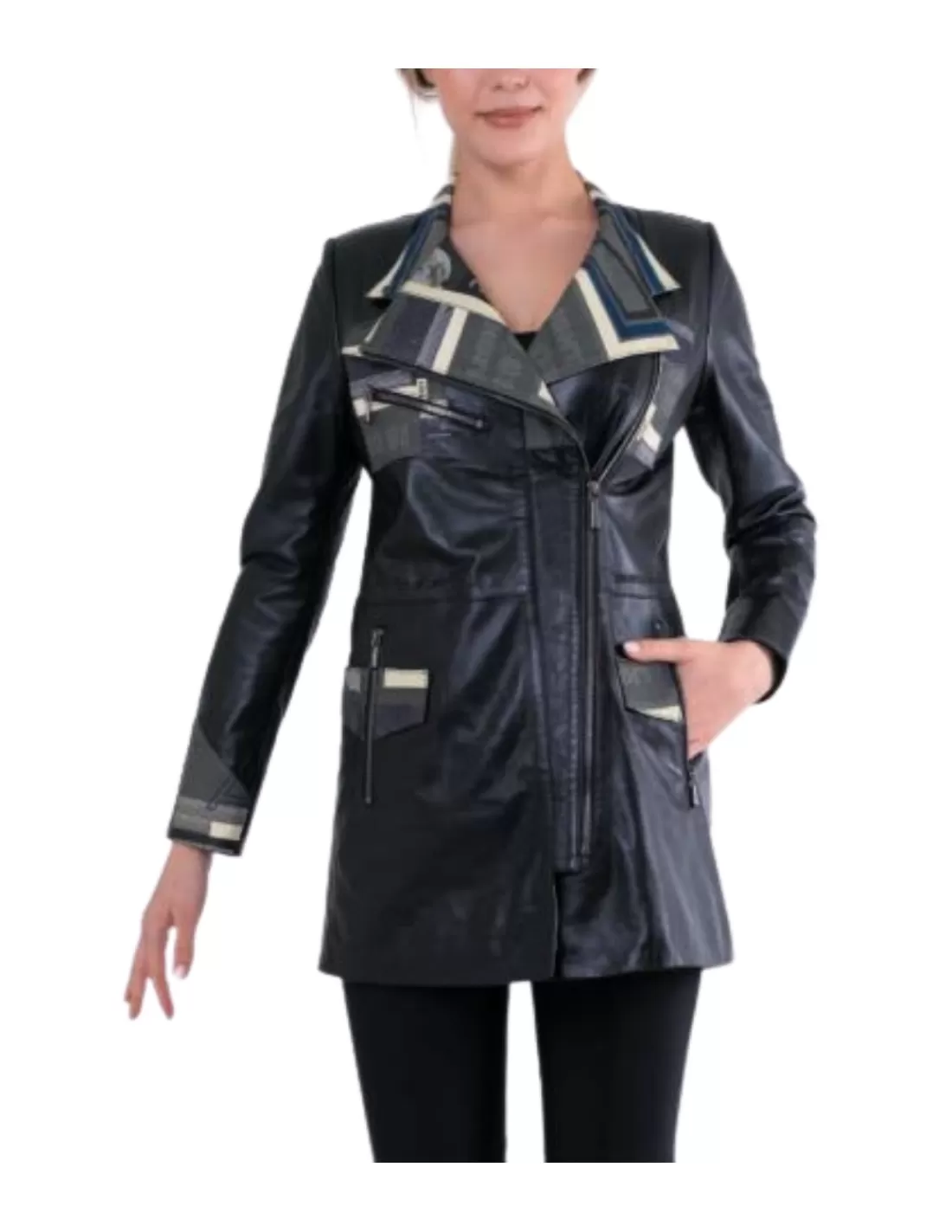 Online Veste en Cuir Akhésa Ref 54613 Femme Veste - Blazer Cuir Femme