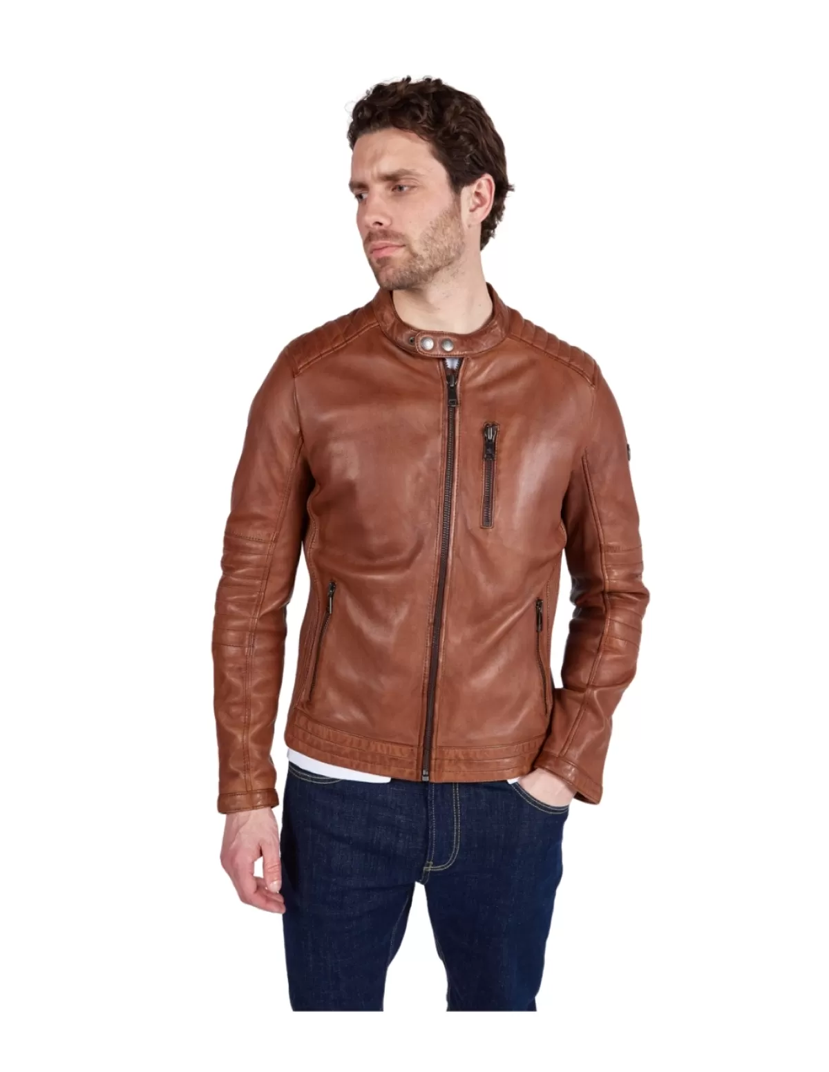 Redskins Veste Cuir Homme | Blouson Cuir Homme<Veste en cuir homme Ref 58185 Cognac Marron