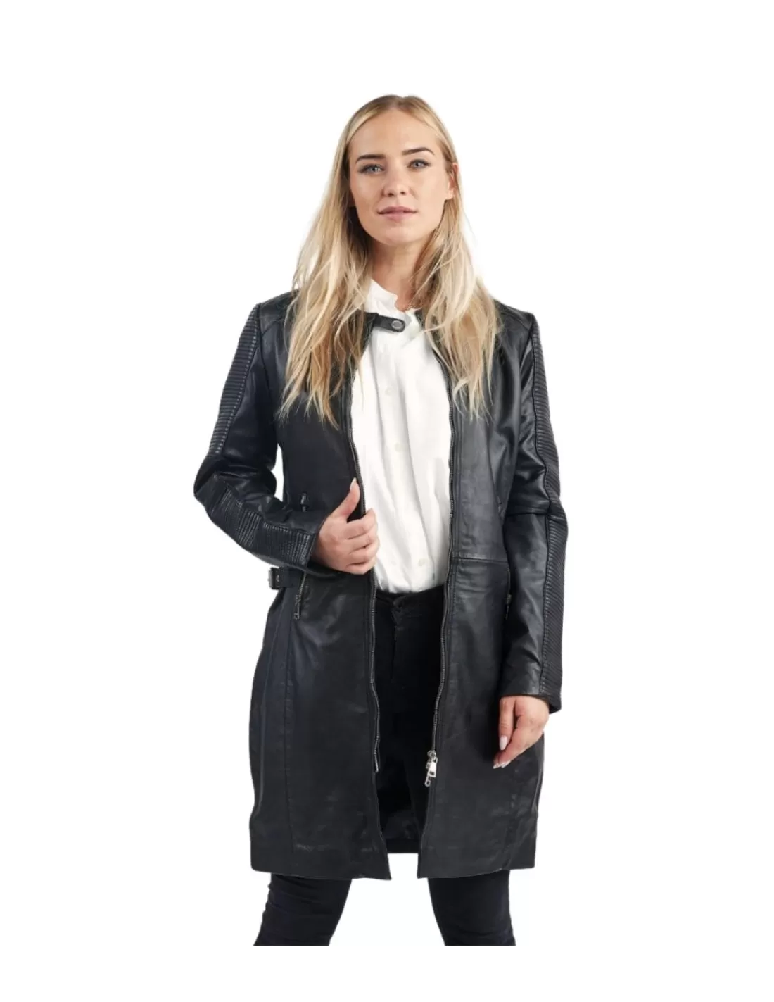 Cheap Veste Trench Ref 57973 BLAA black Femme 3/4 Et Trench Cuir Femme