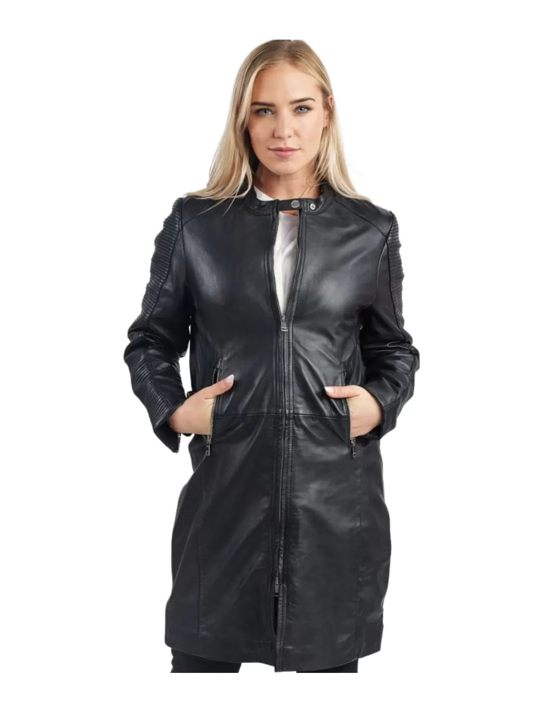 Cheap Veste Trench Ref 57973 BLAA black Femme 3/4 Et Trench Cuir Femme